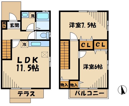 タウンハウスセリージュの物件間取画像